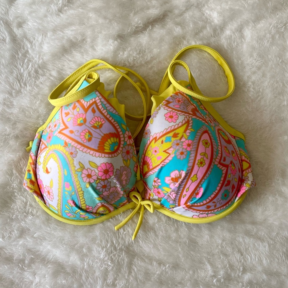 Victorias Secret Padded Bikini Top Paisley Print Size 32D
